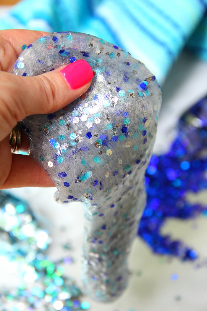 Clear Confetti Slime - Easy recipe for clear slime! Add confetti and foil stars to give it color and make it sparkle. So pretty!