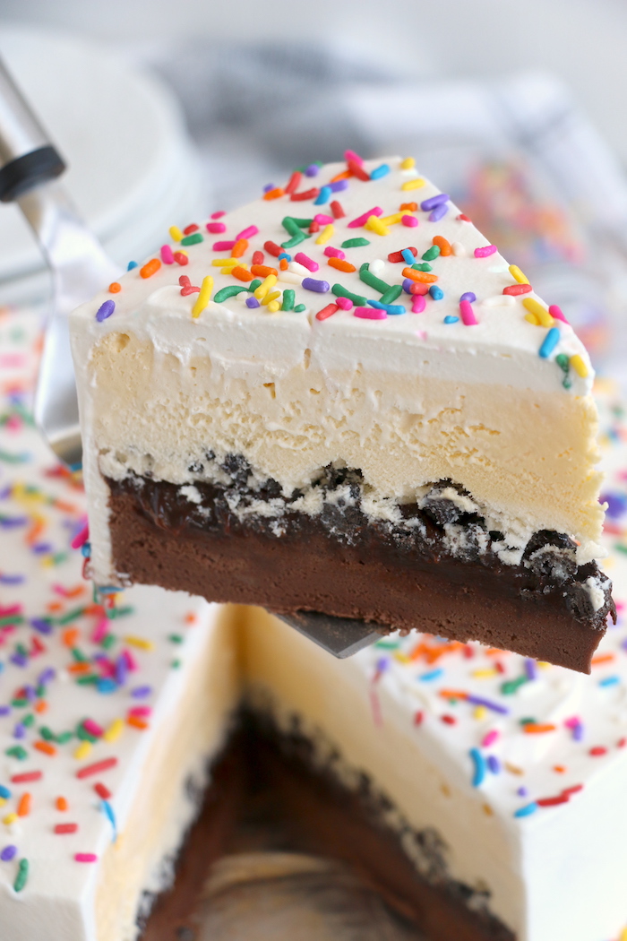 piece of homemade Dairy Queen ice cream cake