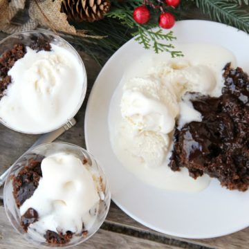 Crock Pot Chocolate Lava Cake - Warm, gooey chocolate cake made right in your crock pot with a thick fudge sauce to spoon over top!