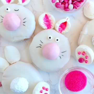 donuts decorated to look like Easter bunnies