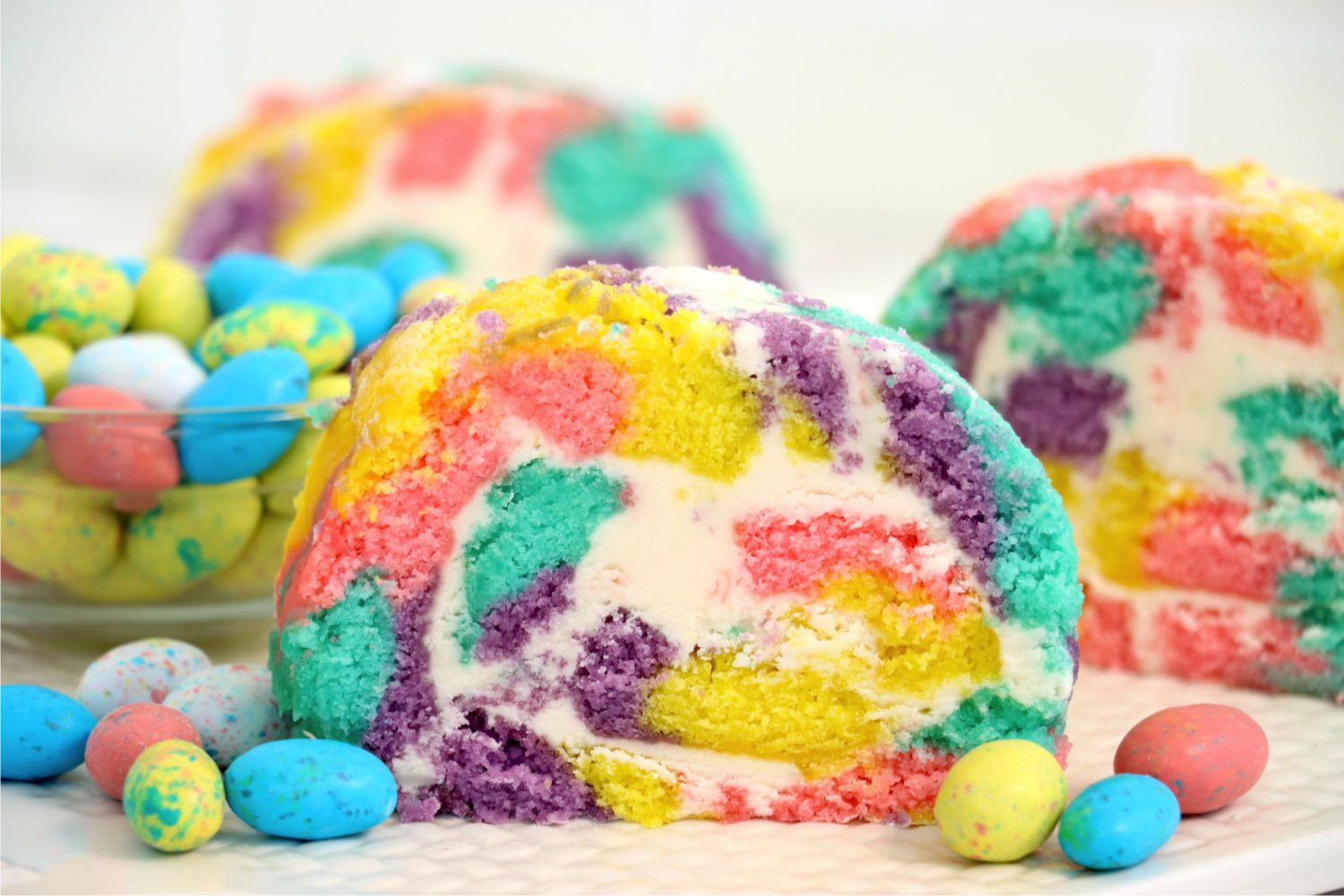 Pastel colored cake roll