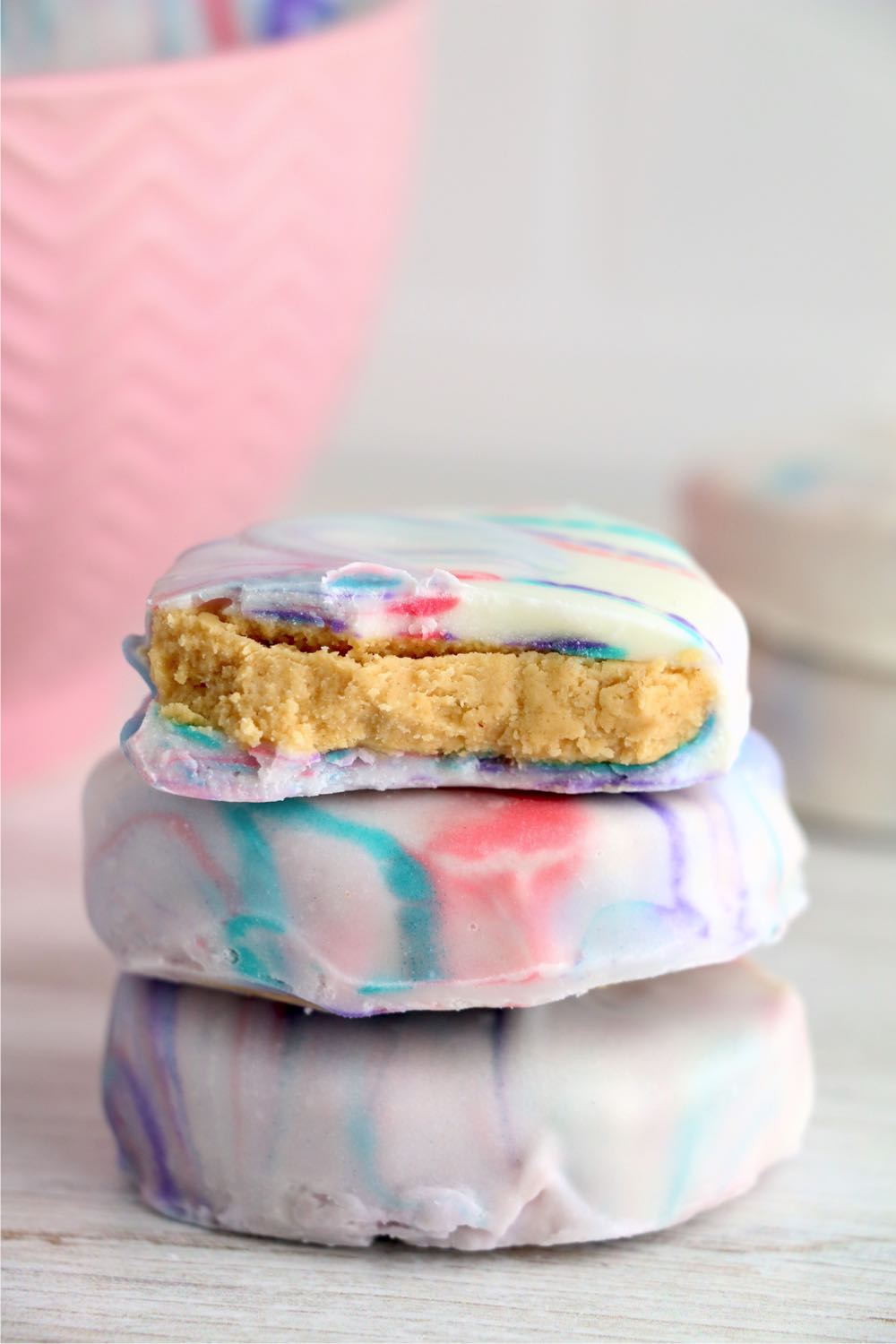 stack of three peanut butter eggs