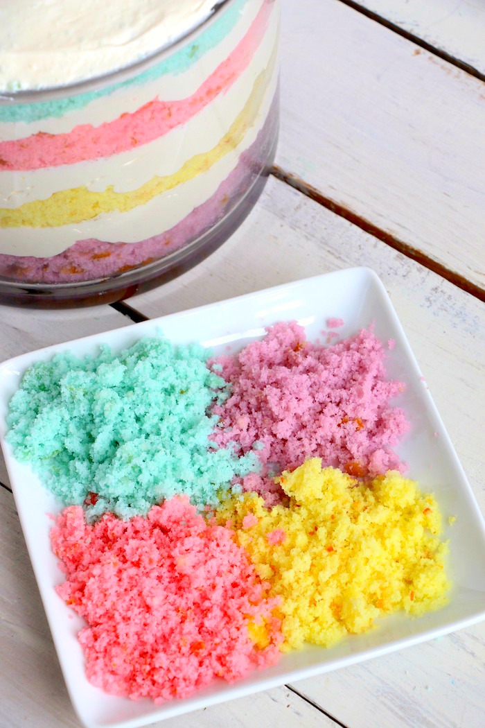 Easter Dessert Trifle - An easy and colorful spring trifle dessert made with white cake and a sweet creamy filling!