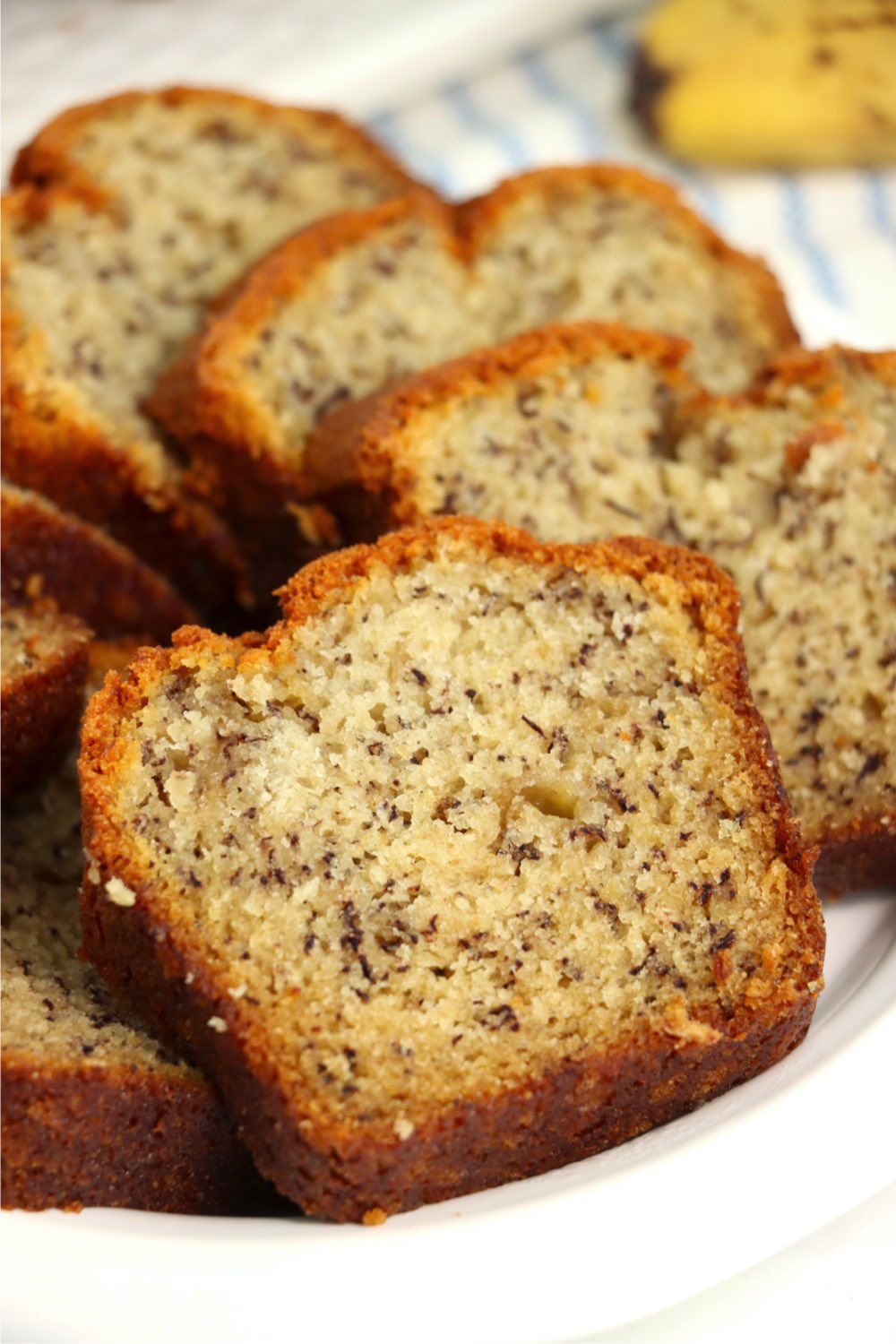 plate of sliced banana bread