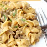 Easy Beef Stroganoff - A cheesy and delicious one pan meal that comes together in well under 30 minutes!