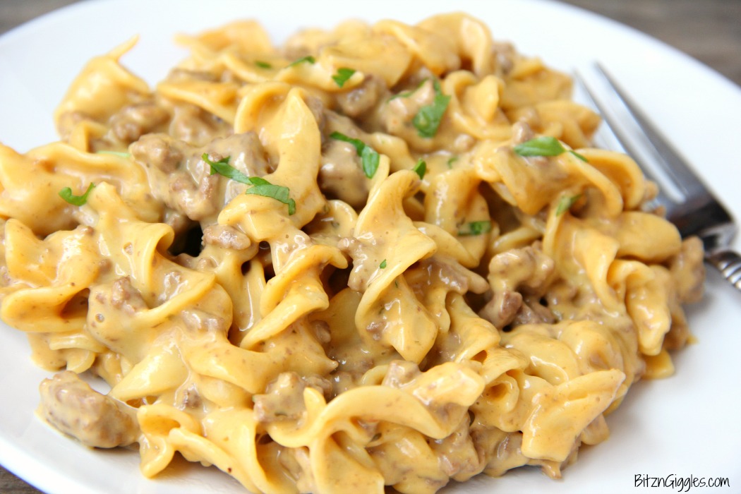 Easy Beef Stroganoff - A cheesy and delicious one pan meal that comes together in well under 30 minutes!