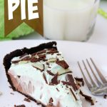 Easy Grasshopper Pie - Kid-friendly chocolate and Andes mint pie recipe! Uses a store-bought Oreo crust so it comes together in literally minutes!