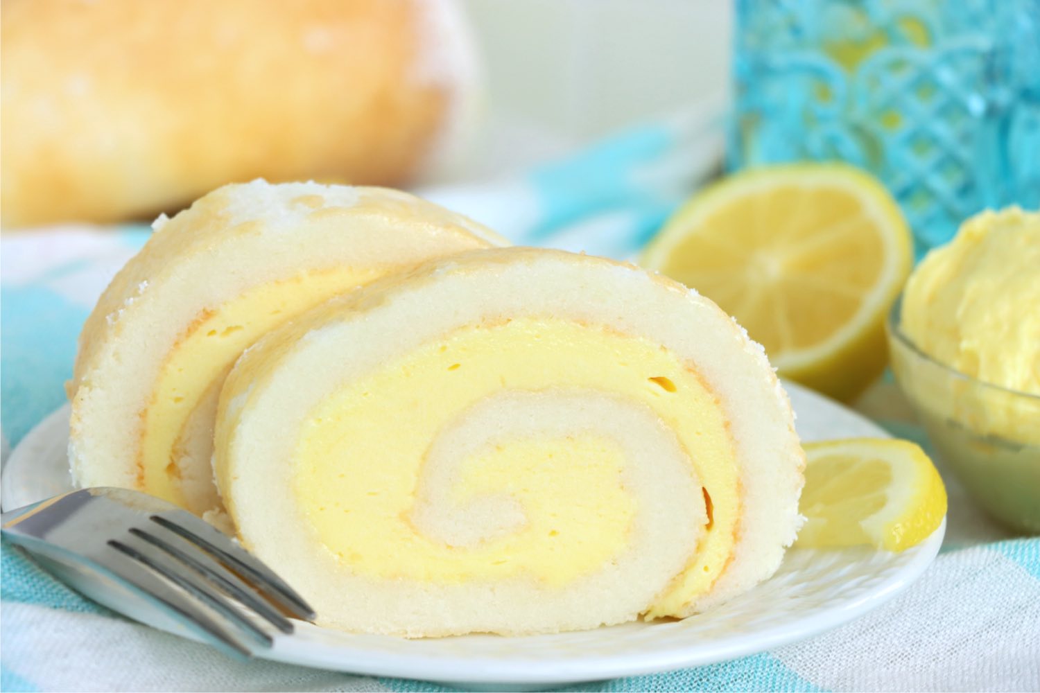 plate with cut pieces of lemon cake