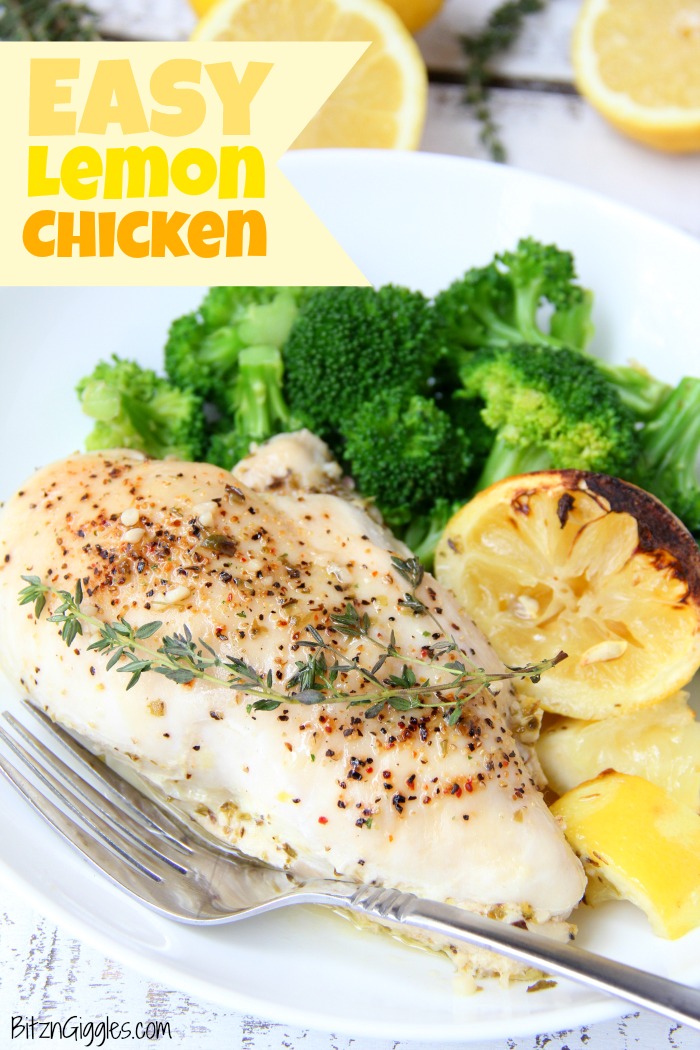 Easy Lemon Chicken - Juicy and tender chicken breasts baked in a lemon-herb sauce brimming with delicious lemony flavor!