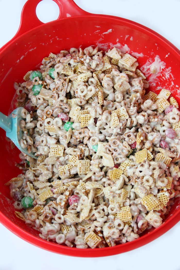 and use a greased spatula or spoon to mix everything together.