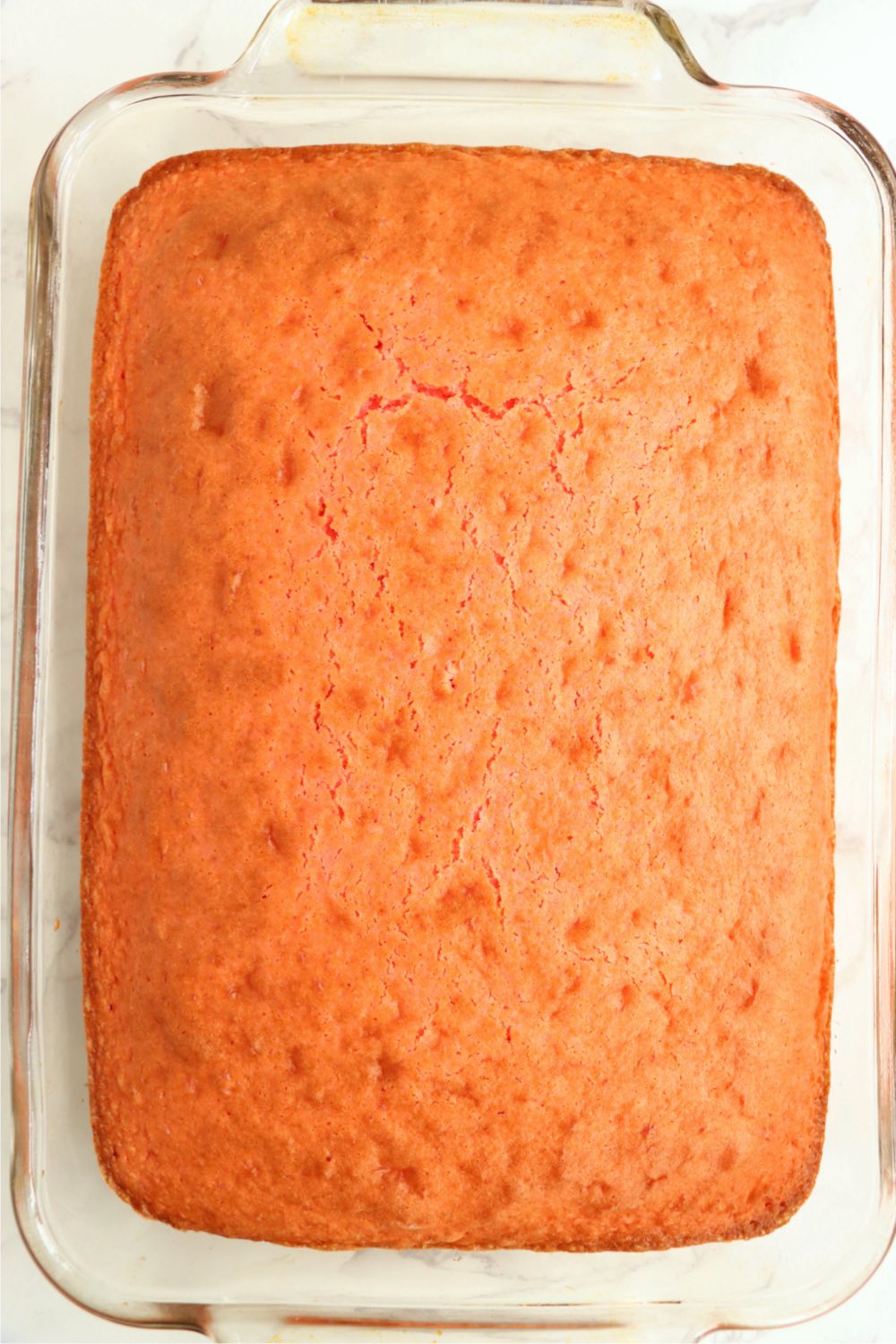 baked strawberry cake in pan