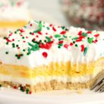 piece of pudding dessert with bite out