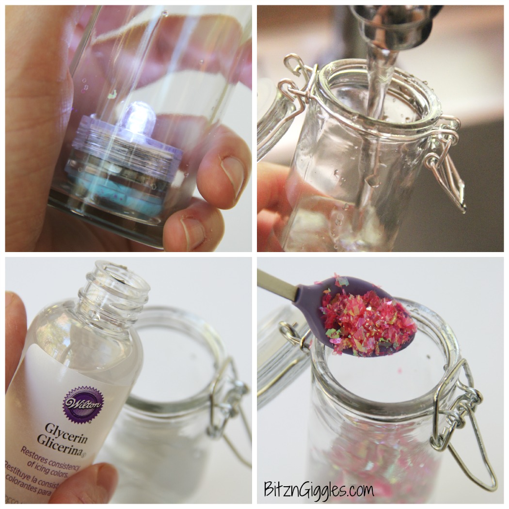 Glowing Fairy Bottle - A beautiful glittery, water-filled jar that illuminates and glows in the dark. A simple craft that mesmerizes both adults and children!