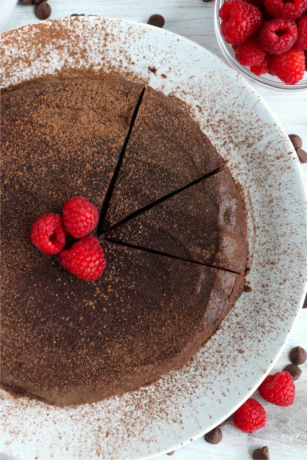 top shot of flourless chocolate cake
