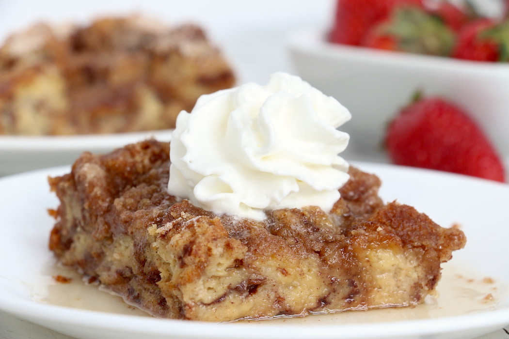 French Toast Bake - An easy, hassle-free overnight French toast casserole with a crunchy cinnamon-sugar topping!