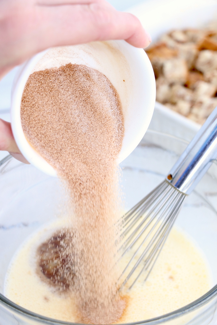 French Toast Bake - An easy, hassle-free overnight French toast casserole with a crunchy cinnamon-sugar topping!