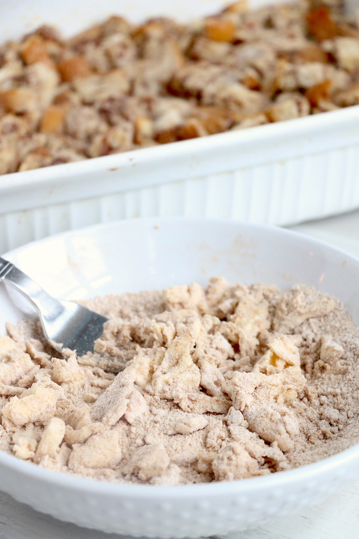 French Toast Bake - An easy, hassle-free overnight French toast casserole with a crunchy cinnamon-sugar topping!