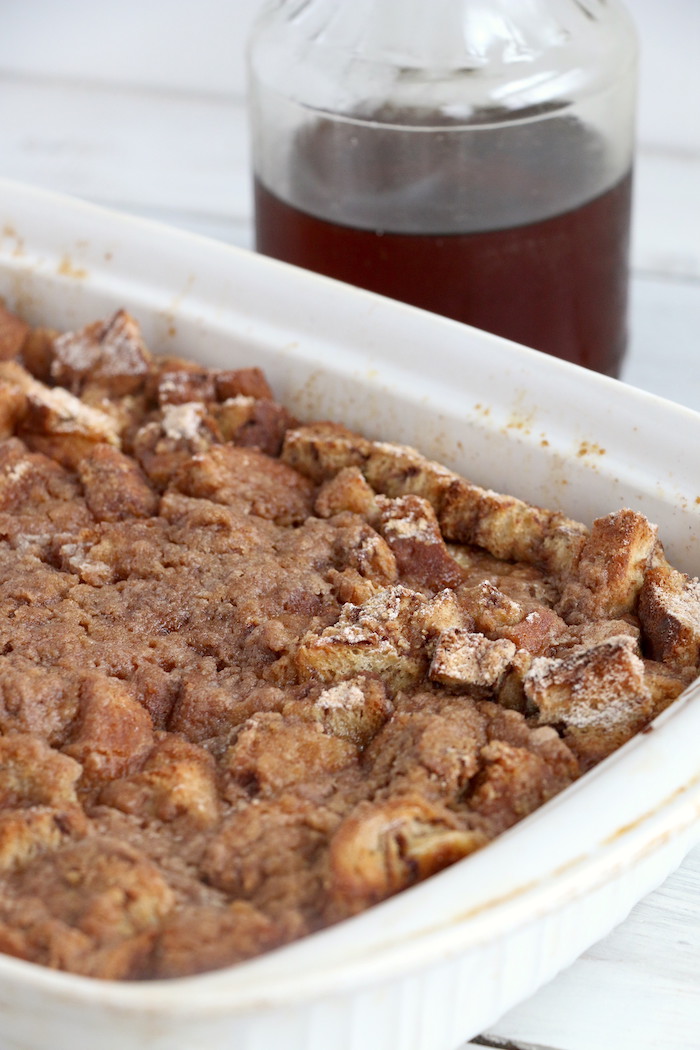 French Toast Bake - An easy, hassle-free overnight French toast casserole with a crunchy cinnamon-sugar topping!