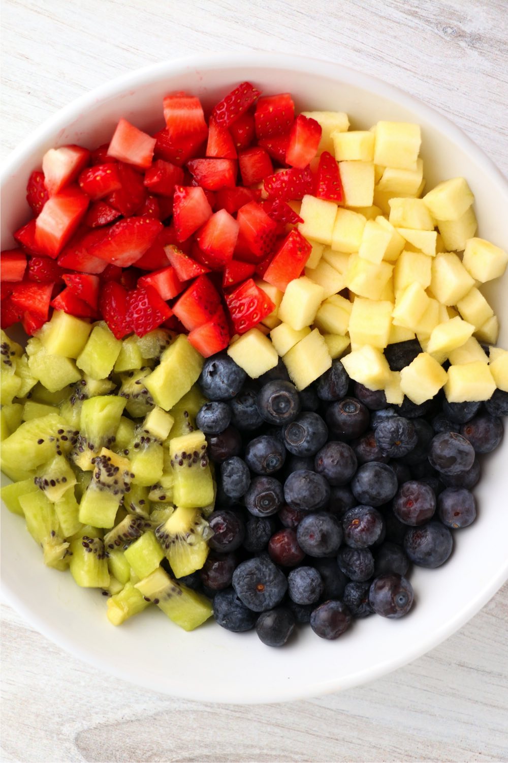 chopped up fruit in bowl