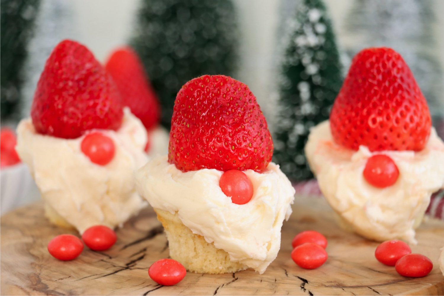 group of little cupcake gnomes with strawberry hats