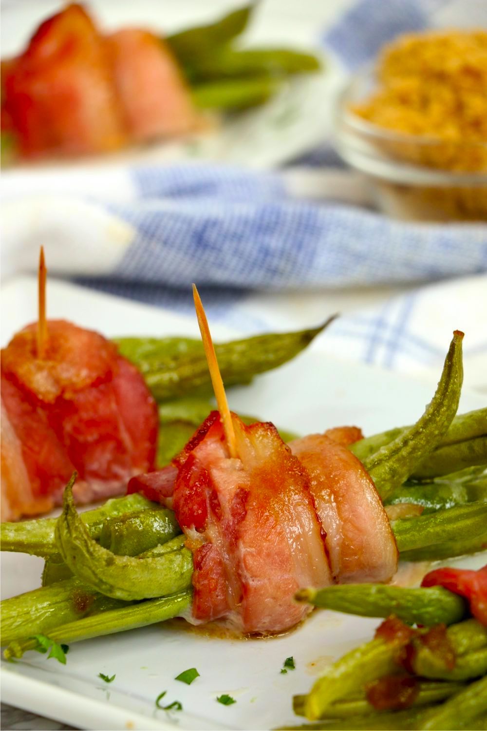 bundles of green beans wrapped in bacon
