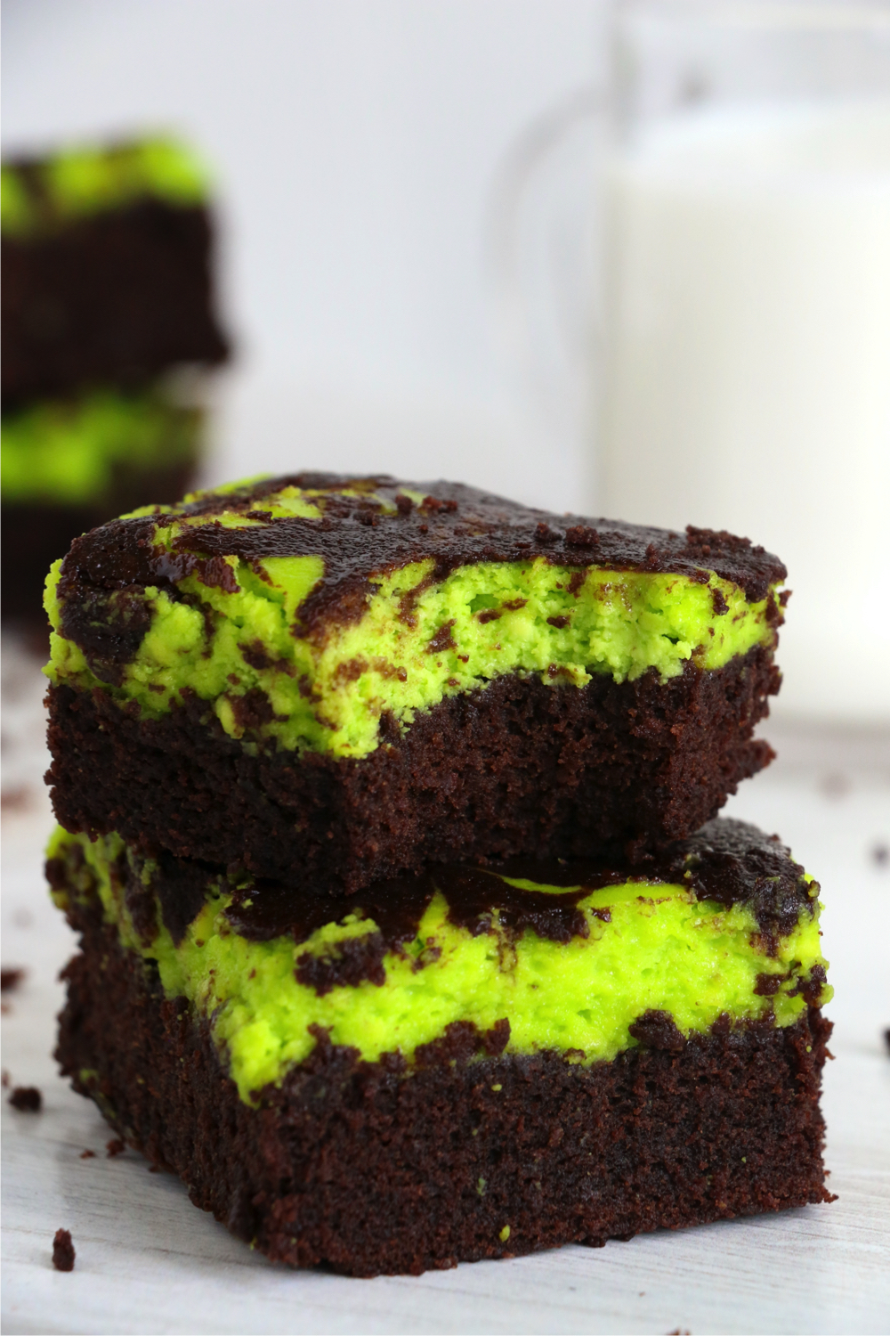 stack of Halloween brownies with bite out