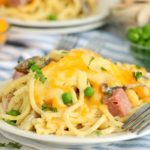 plate of tetrazzini covered in melted cheese