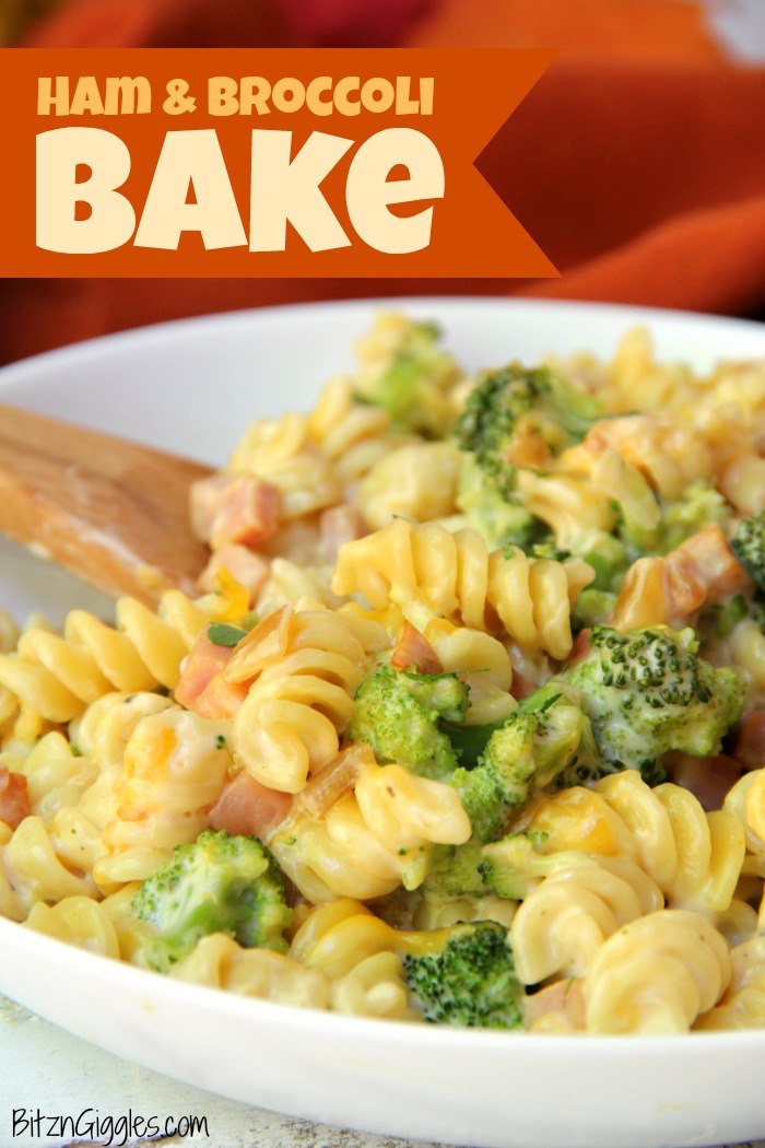 Ham & Broccoli Bake - A cheesy, flavorful pasta bake made with ham, broccoli and rotini enveloped in a rich, delicious Alfredo sauce. An easy, quick dish for busy weeknights that the entire family will love!