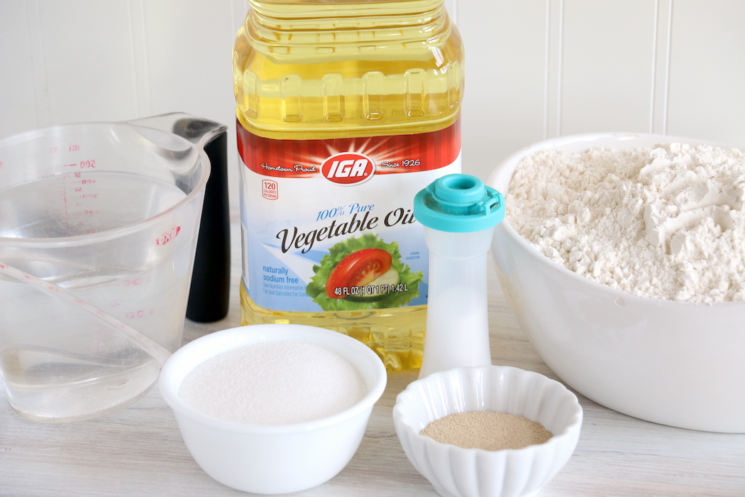 Ingredients for making homemade bread