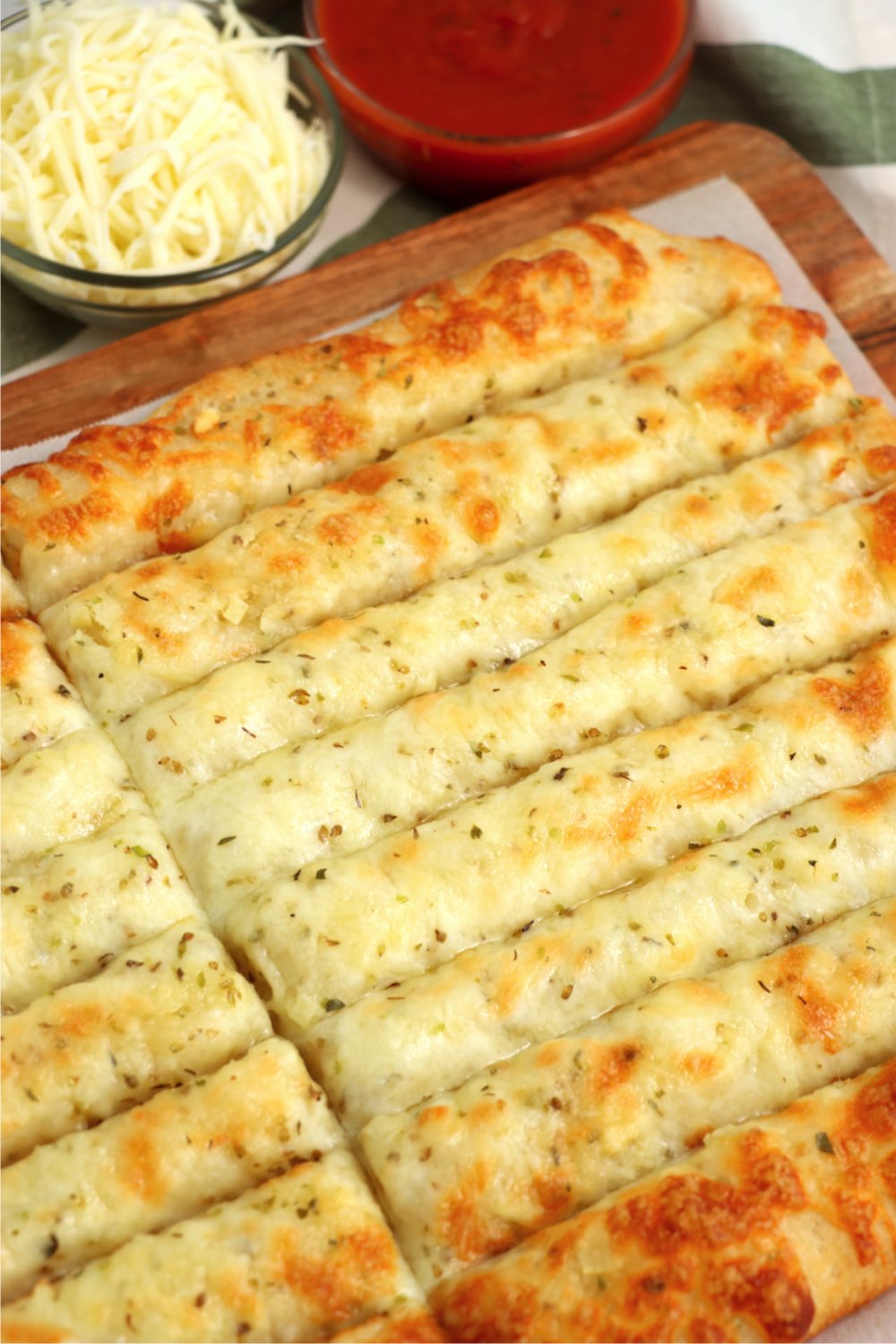 cheese bread cut into sticks