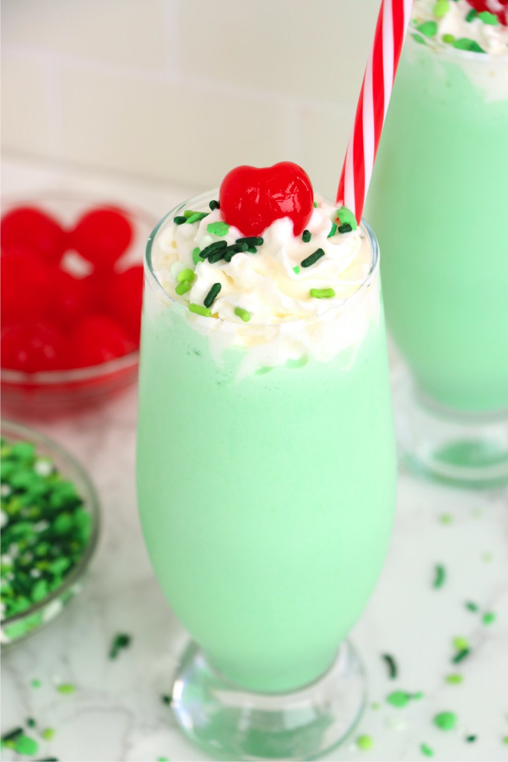 close up of homemade Shamrock Shake