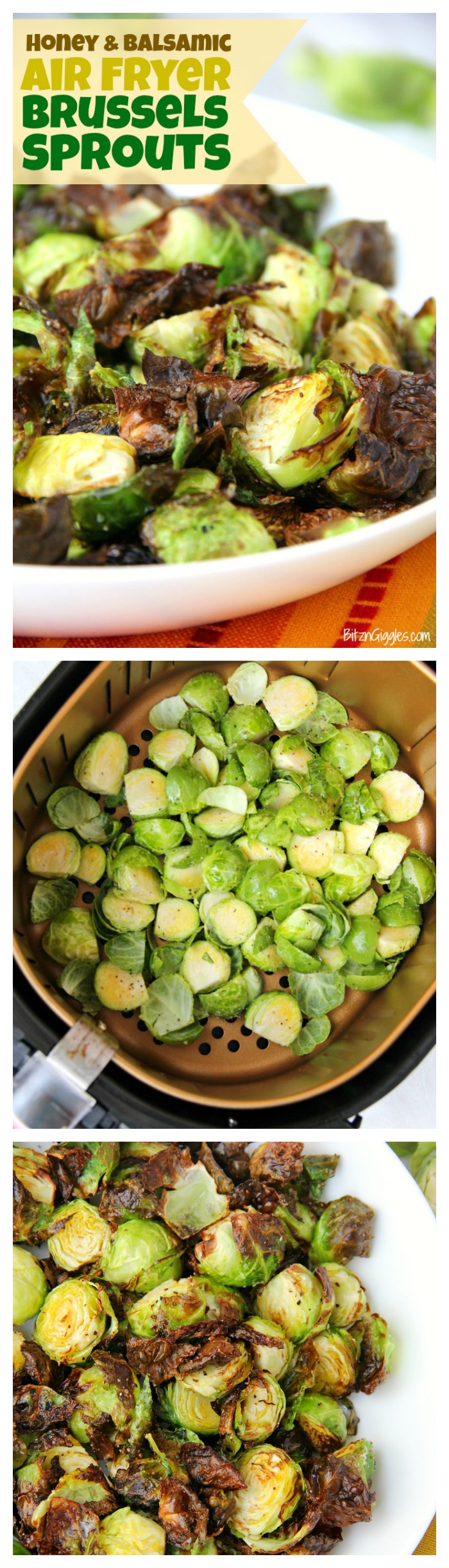 Honey and Balsamic Air Fryer Brussels Sprouts - Crispy and flavorful brussels spouts with notes of honey and balsamic. This is the only way I prepare brussels sprouts now!