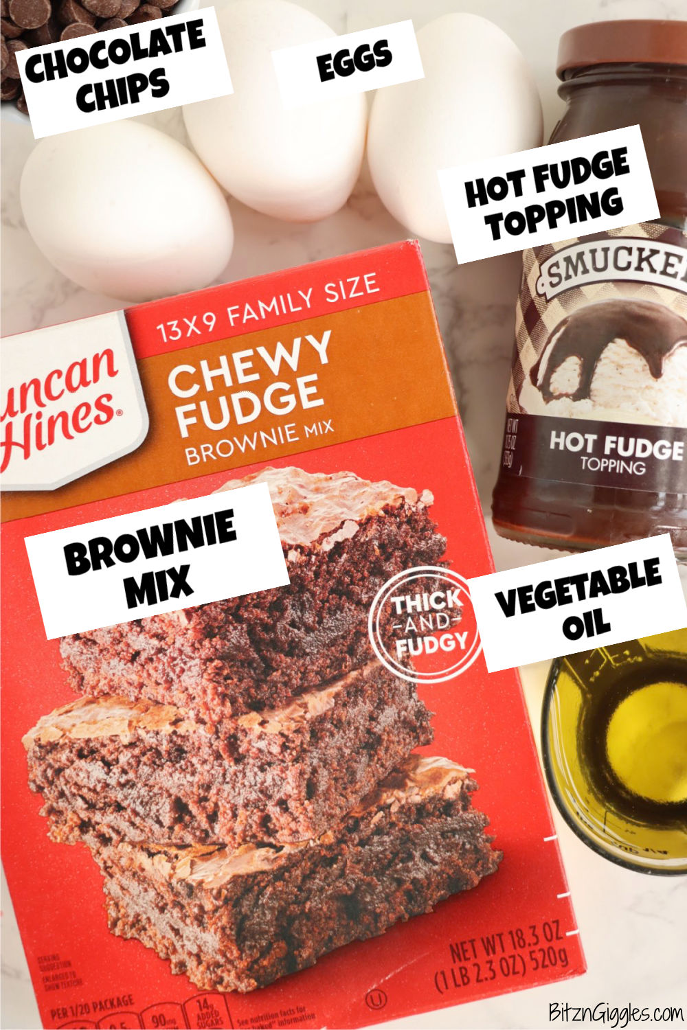 ingredients for making brownie bread