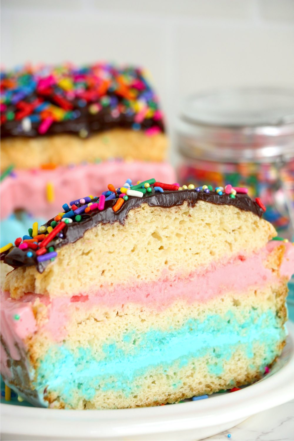 section of an ice cream layer cake