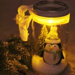 Illuminated Snow Scene in a Jar - An LED tea light illuminates a decorative winter scene inside of a mason jar. Such an easy and beautiful decoration for winter and Christmas!