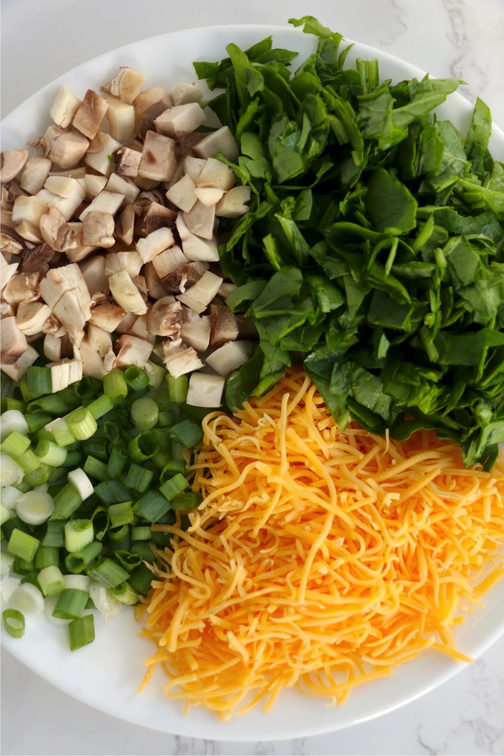 veggies and cheese chopped up