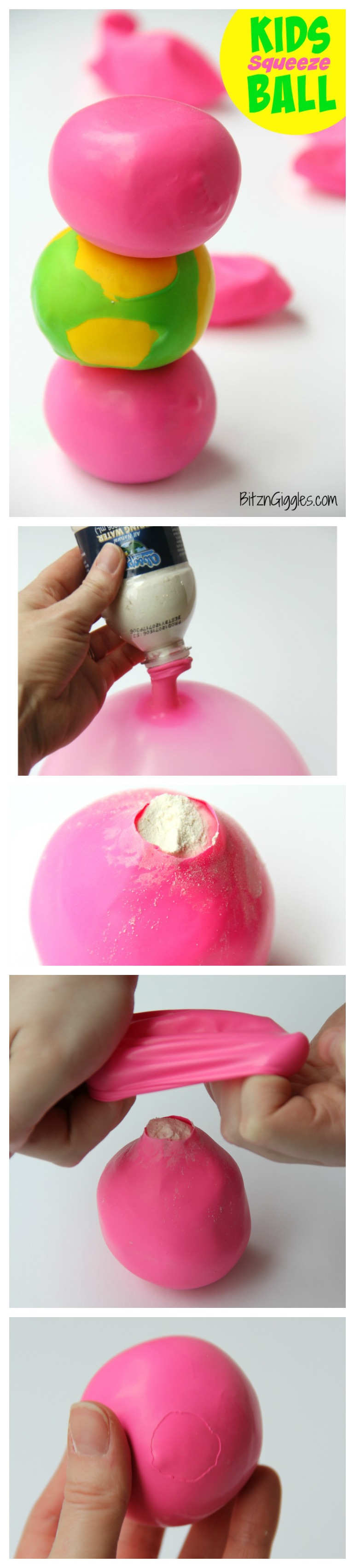 Kids Squeeze Ball - Stress ball, squishy ball whatever you'd like to call it. This toy keeps kids busy for hours and they are simple to make!