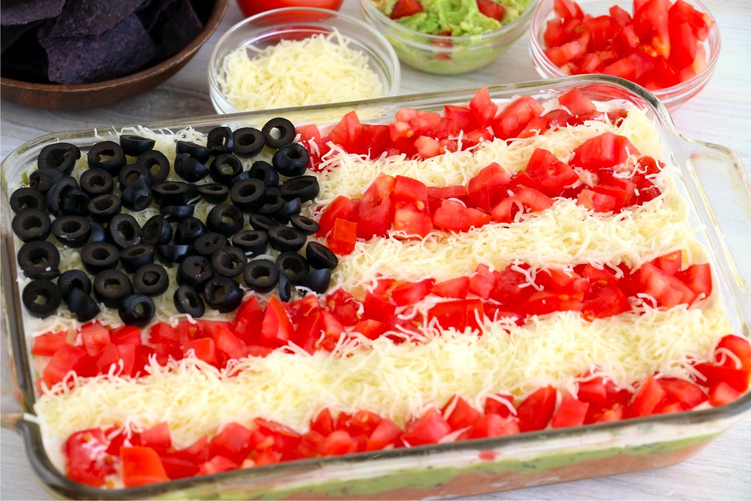 Taco dip decorated like the American flag