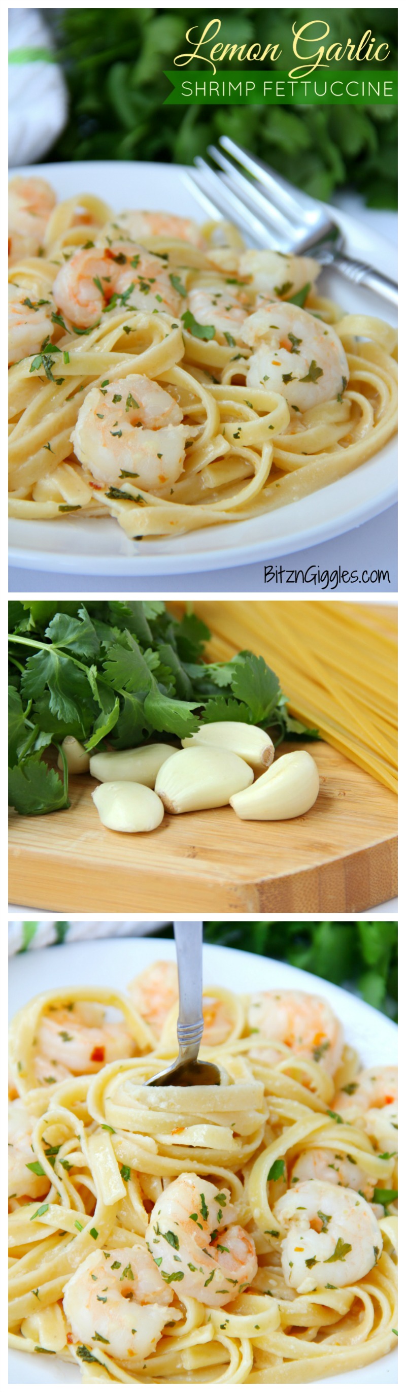 Lemon Garlic Shrimp Fettuccine - lemon, garlic and red pepper flakes bring a punch of flavor to this quick and easy shrimp pasta recipe!