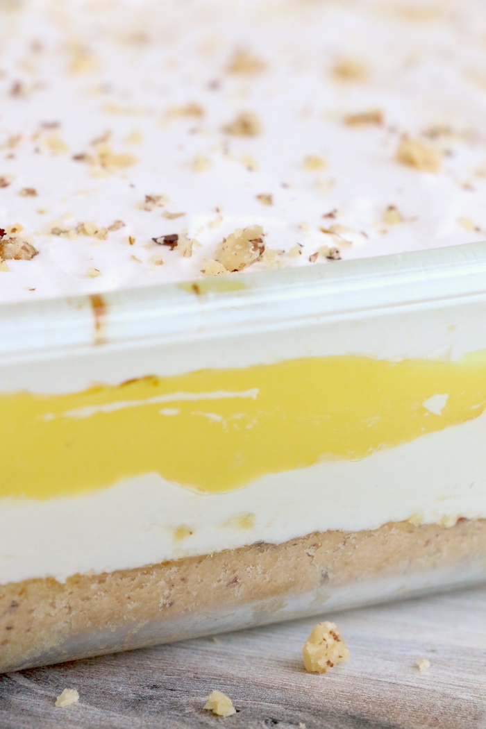 layers of lemon lush dessert