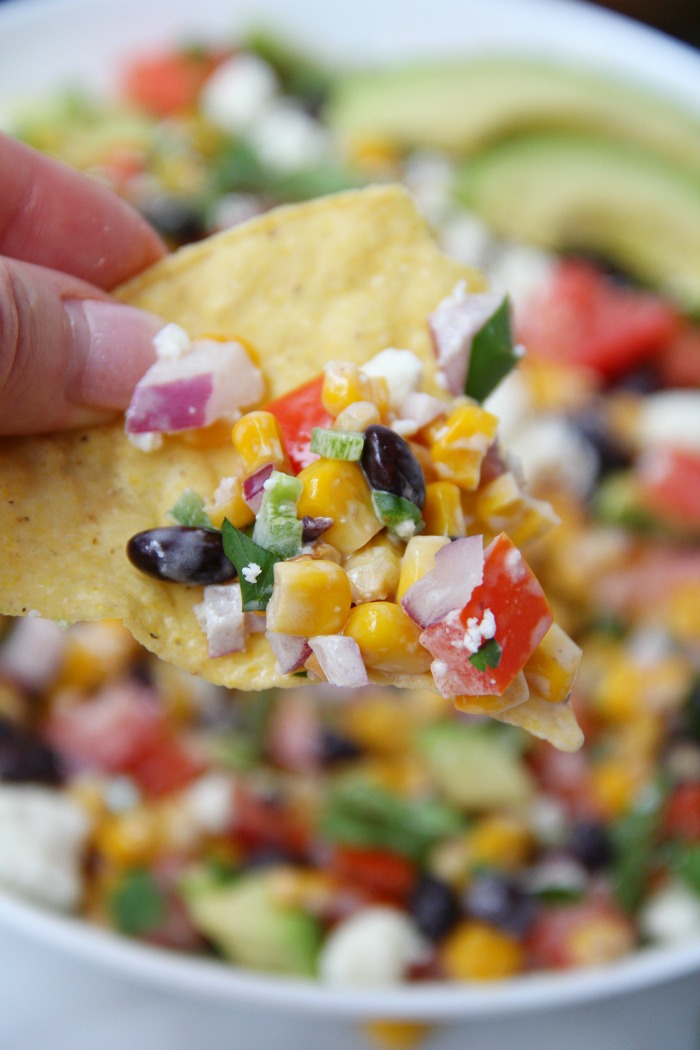 Mexican Street Corn Salsa - A delightful homemade salsa filled with fresh ingredients and bursting with flavor. A perfect appetizer or snack when entertaining family and friends!