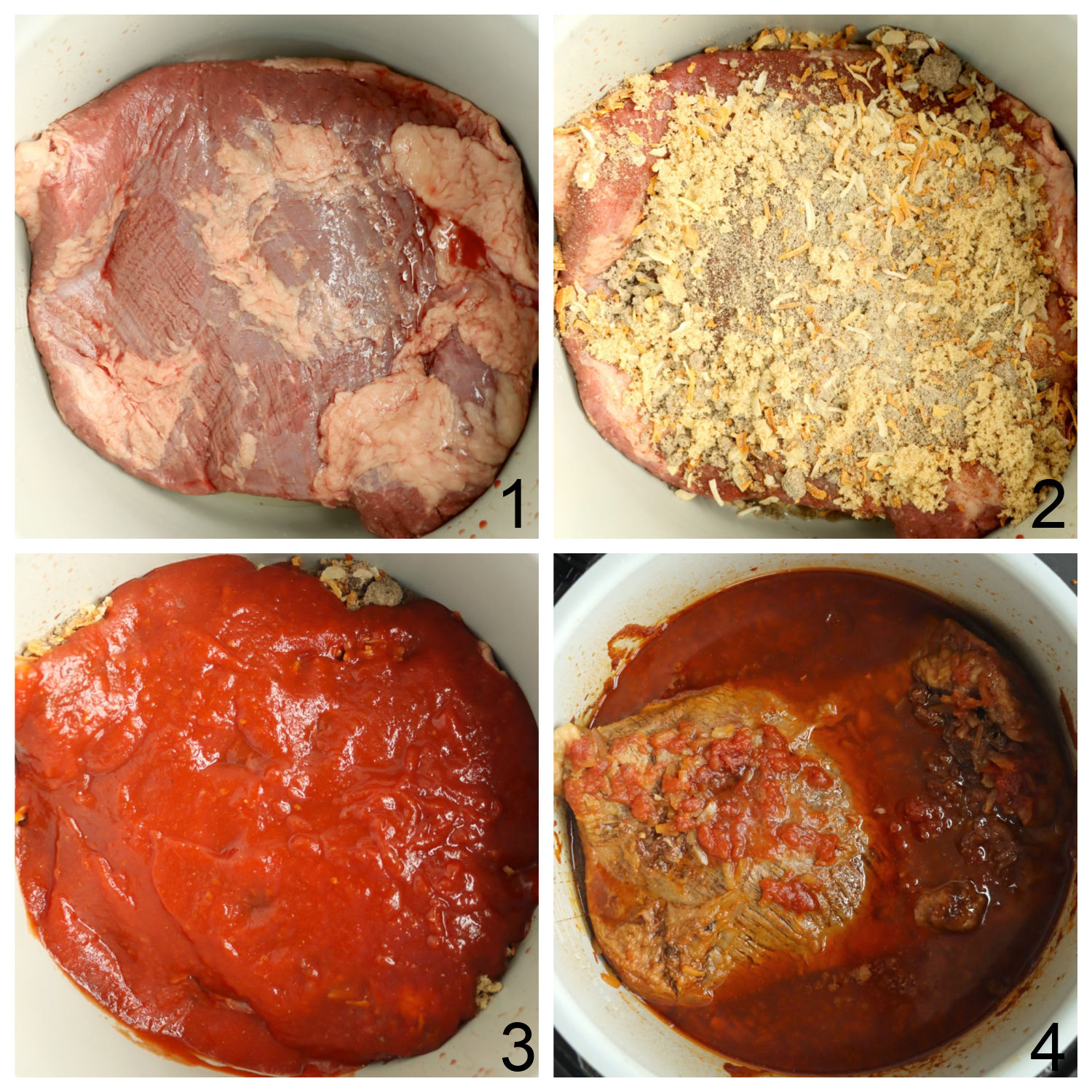 steps for making a beef brisket in the Ninja Foodi pressure cooker