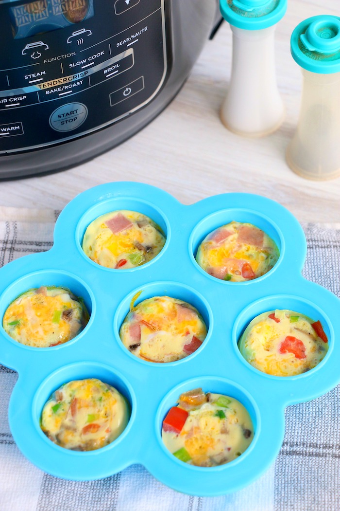 egg bites in blue silicone mold