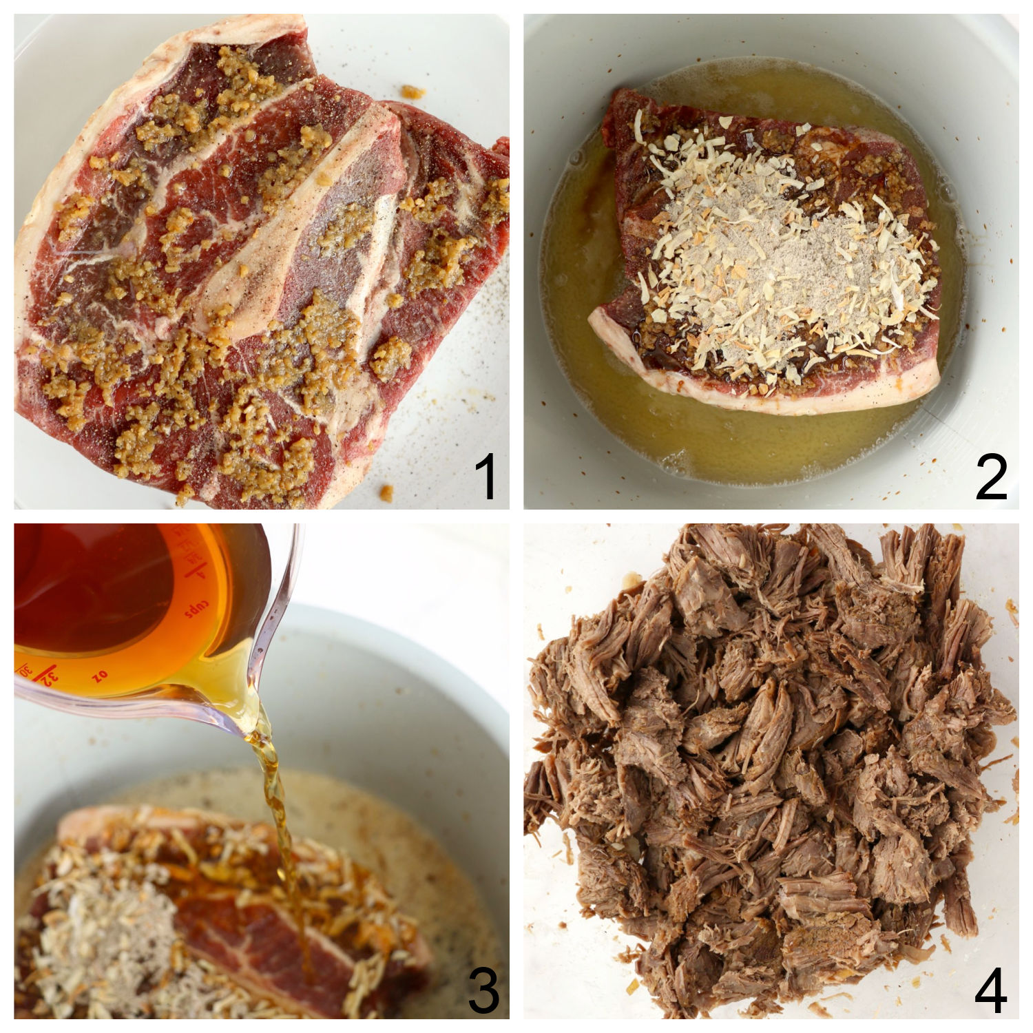 steps for making shredded beef in Ninja Foodi