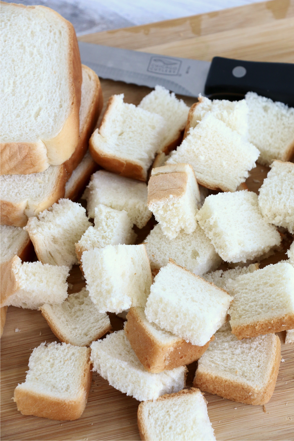 Pieces of cut up Brioche bread
