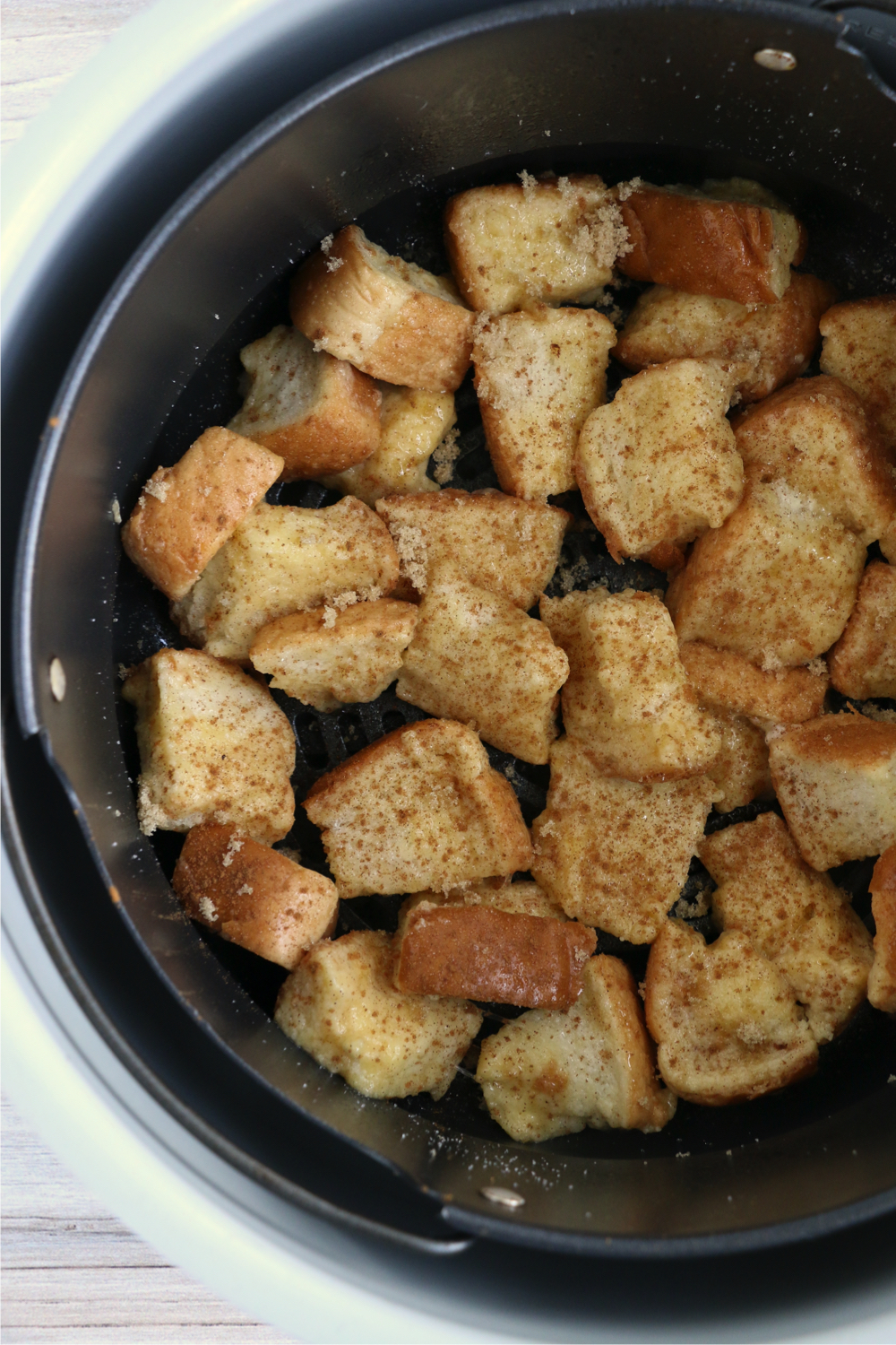 French Toast cubes in Ninja Foodi cooking basket