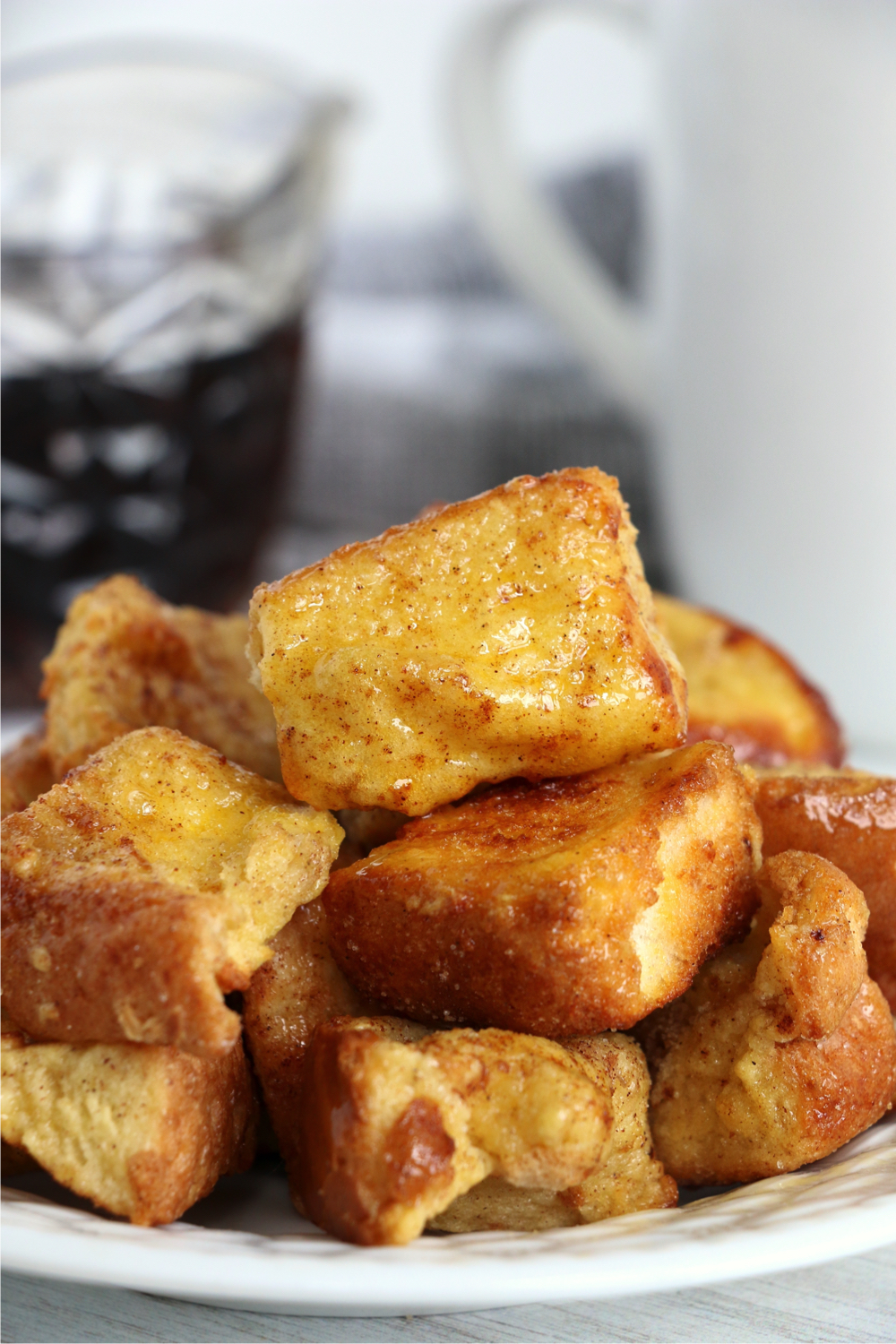 stack of French Toast bites on plate