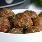 bowl of meatballs in front of Ninja Foodi