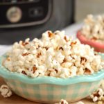 blue gingham blue filled with popcorn