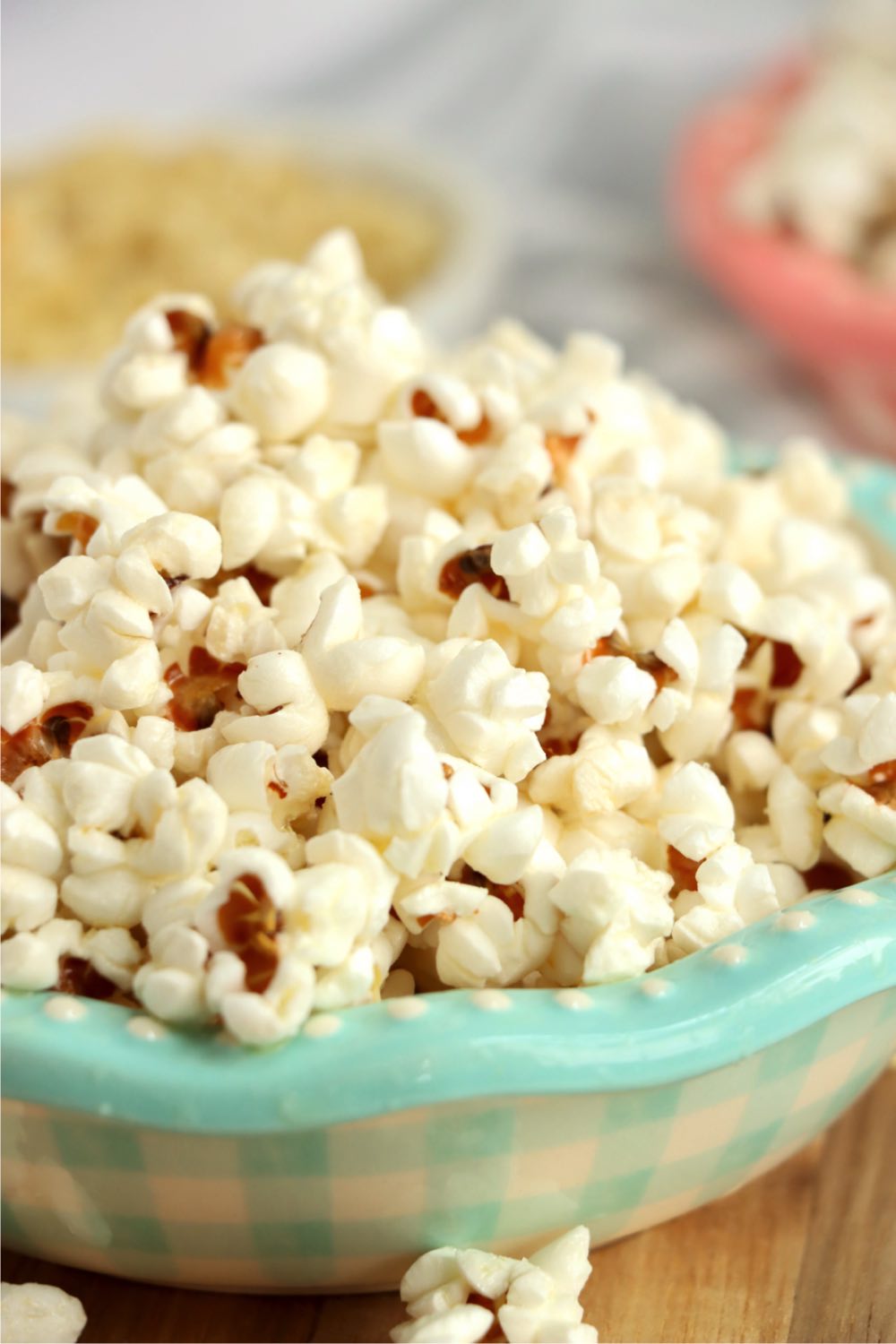 close up of a bowl of popcorn